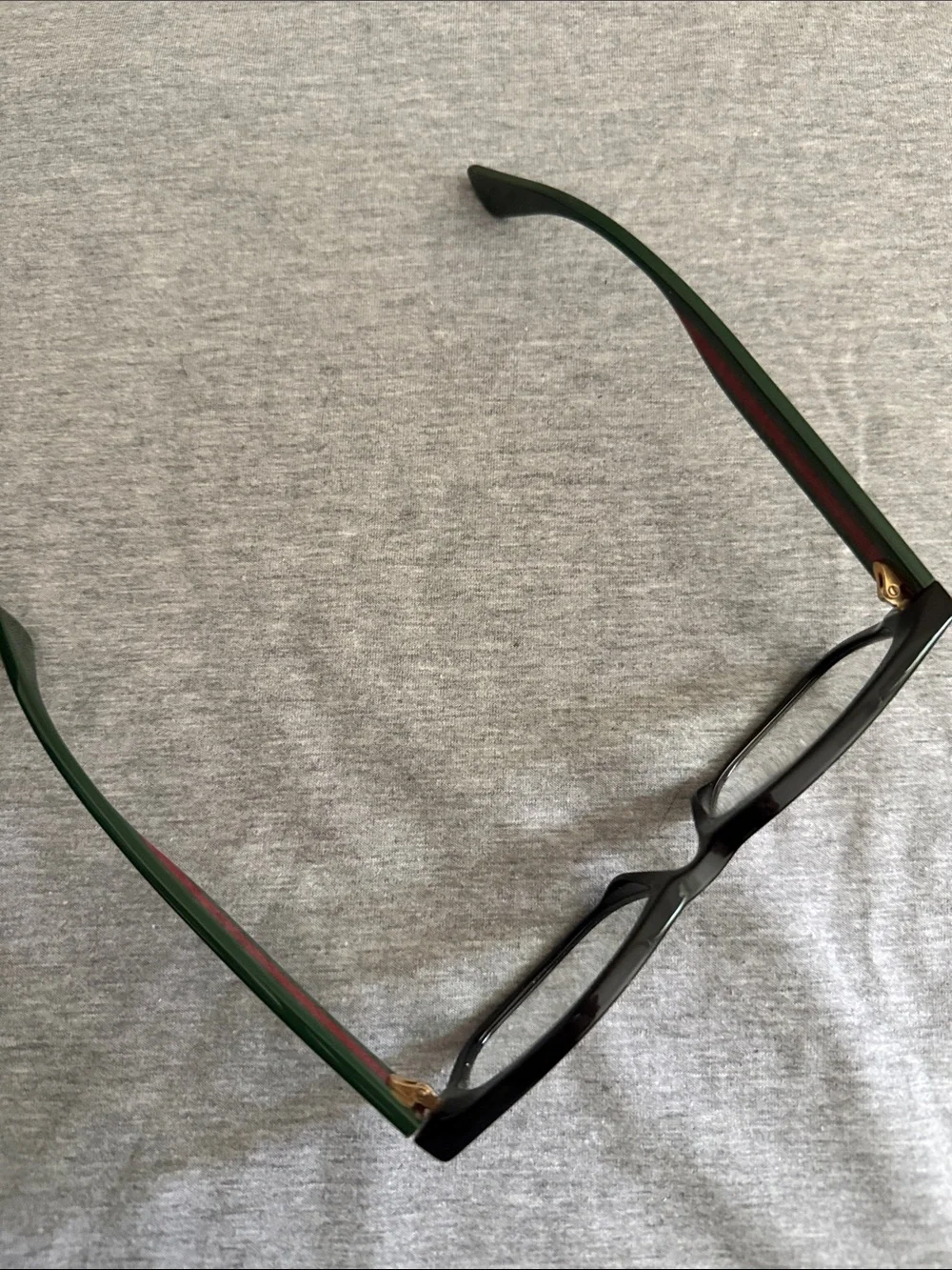 Authentic Gucci Black Eyewear with Green and Red Temple Stripes   NWOT